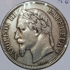 Monedă argint 5 francs 1868 superbă