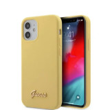 Cumpara ieftin Husa Cover Guess Silicone Metal Logo pentru iPhone 12 Mini Yellow