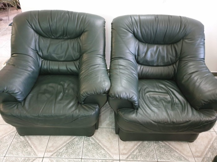 Canapea Si Fotolii Din Piele Naturala Culoare Verde Okazii Ro