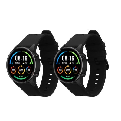 Set 2 Curele Kwmobile pentru Xiaomi Mi Watch Color Sport/S1 Active, Negru, Silicon, KWM000016JX005C foto