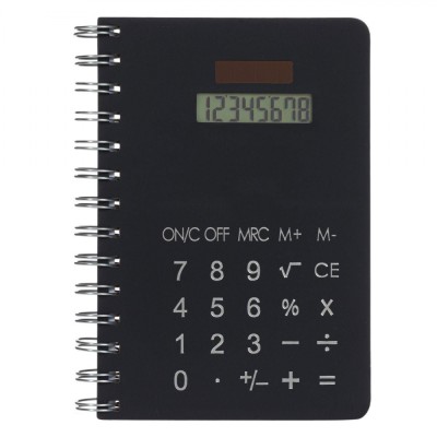 Carnet Notițe, A5, Cu Spirală, Copertă Dură Neagră, Calculator 8 Cifre, Panou Solar, 80 File foto