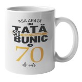 Cana alba personalizata Tata si bunic la 70 de ani, INOVATIX&reg;. 330 ml
