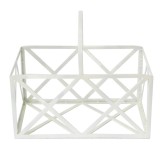 Jardiniera fier forjat alba cu patina aurie pentru ghivece flori 40 cm x 22H