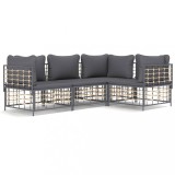 Cumpara ieftin Set sezlonguri de gradina 4 piese cu perne, antracit, poliratan