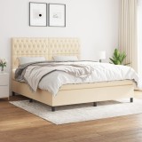 Cumpara ieftin Pat continental cu saltea, crem, 180x200 cm, textil