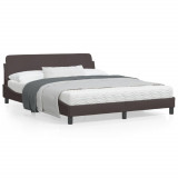 VidaXL Cadru de pat cu tăblie, maro &icirc;nchis, 160x200 cm, textil