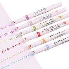 Set 6 Markere pentru Design si DIY, Evidentiatoare Ondulate pentru Subliniat si Desene