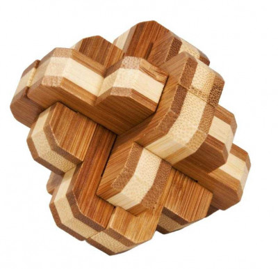 Joc logic IQ din lemn bambus 3D Round Knot foto