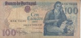 B11 2 - Bancnota foarte veche - Portugalia - 100 escudos - 1981