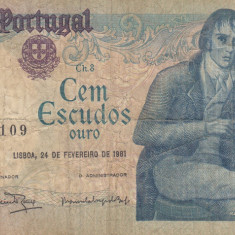 M1 - Bancnota foarte veche - Portugalia - 100 escudos - 1981