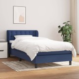 Cumpara ieftin Pat box spring cu saltea, albastru, 100x200 cm, textil