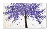 Tablou pictat manual, Copac cu flori violet, 100x60cm ulei pe panza in cutit efect 3D, Superb