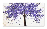 Cumpara ieftin Tablou pictat manual, Copac cu flori violet, 100x60cm ulei pe panza in cutit efect 3D, Superb