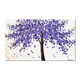 Tablou pictat manual, Copac cu flori violet, 100x60cm ulei pe panza in cutit efect 3D, Superb