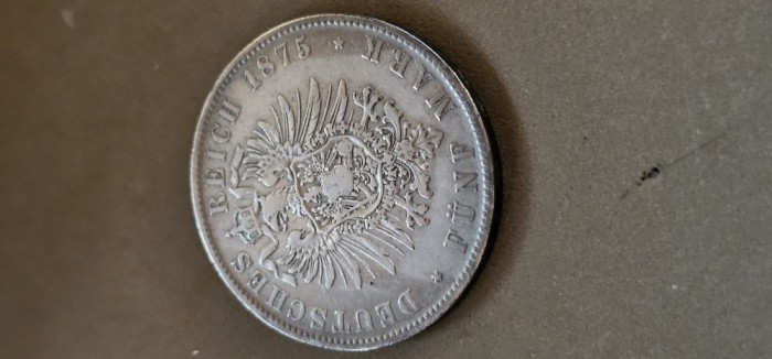 Germania 5 funf mark 1875 D , argint