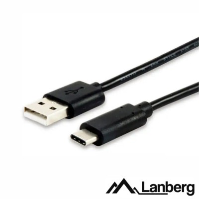 Cablu USB 2.0 USB A - USB C 3m negru fire Cupru LANBERG CA-USBO-20CU-0030-BK foto