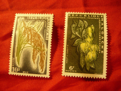 2 Timbre Madagascar 1960 Flora , 6 si 10 fr foto