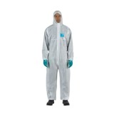 Combinezon antistatic, Ansell, cu gluga si fermoar, alb, marimea XL