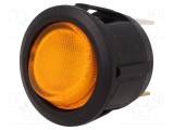Rocker switch SCI SPST 2 ON-OFF 20A/14VDC galbenă cu LED R13-112-DC
