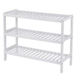Suport depozitat incaltaminte, Artool, 3 polite, lemn bambus, alb, 70x26x55 cm GartenVIP DiyLine