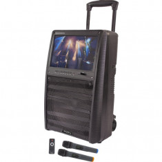 Boxa portabila cu ecran 15 inch, 800W Ibiza, Bluetooh, Karaoke, 2 microfoane foto