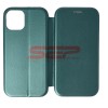 Husa Flip Cover iPhone 12 Pro, Round, Verde Sea Green, Protectie Premium