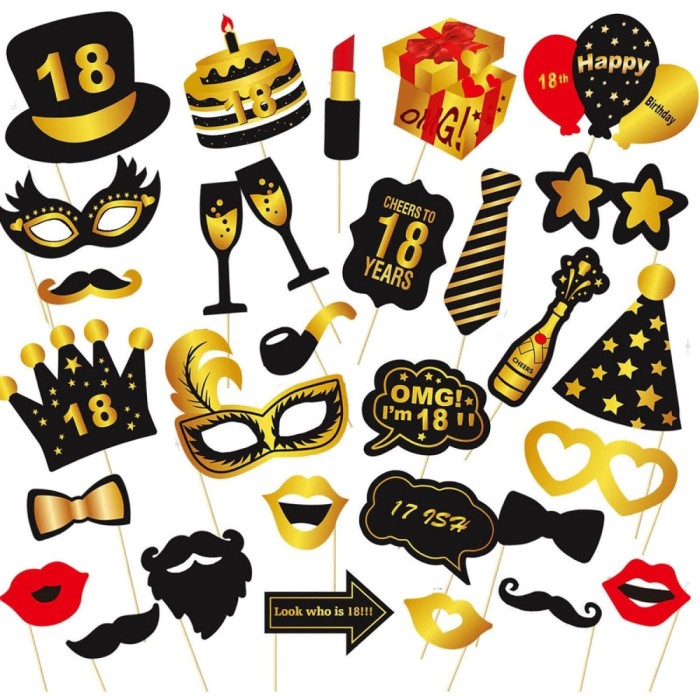 Set Accesorii pentru Petrecere, Props pentru Coltul de Poze, pentru Majorat, Aniversare 18, Ochelari, Palarii, Mustata, Cravata