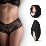 Bikini Boyshort cu Stimulator Clitoridian, Remote Control, 12 Moduri Vibratii, Silicon, USB, Negru