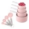 Set 8 Cupe de masurare gradate Salestore.ro? Dimensiuni diferite, Inox/Plastic Siliconat, Roz