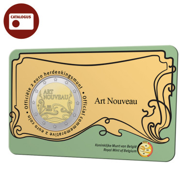 Belgia 2 euro 2023 Art nouveau in doua versiuni de coincard foto