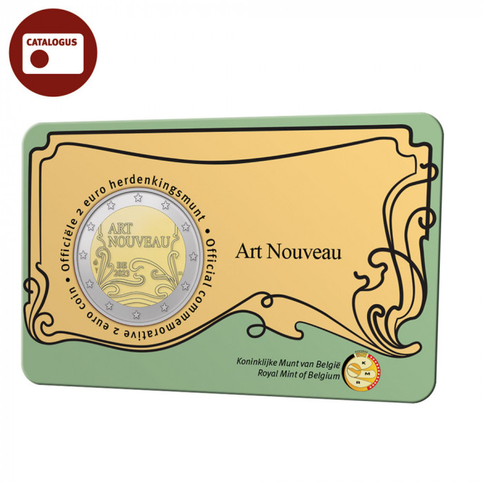Belgia 2 euro 2023 Art nouveau in doua versiuni de coincard