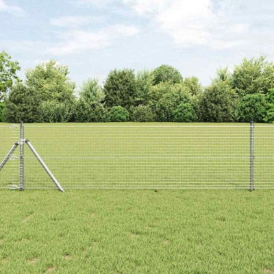 Gard din s&amp;acirc;rmă sudată cu 7 st&amp;acirc;lpi 0.4x10 m Oțel galvanizat foto