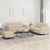 VidaXL Set de canapele cu perne, 3 piese, crem, microfibră