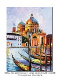 Cumpara ieftin Tablou Gondole in Venetia pictat manual, 70x50cm ulei pe panza in cutit efect 3D, gata de expus pe perete