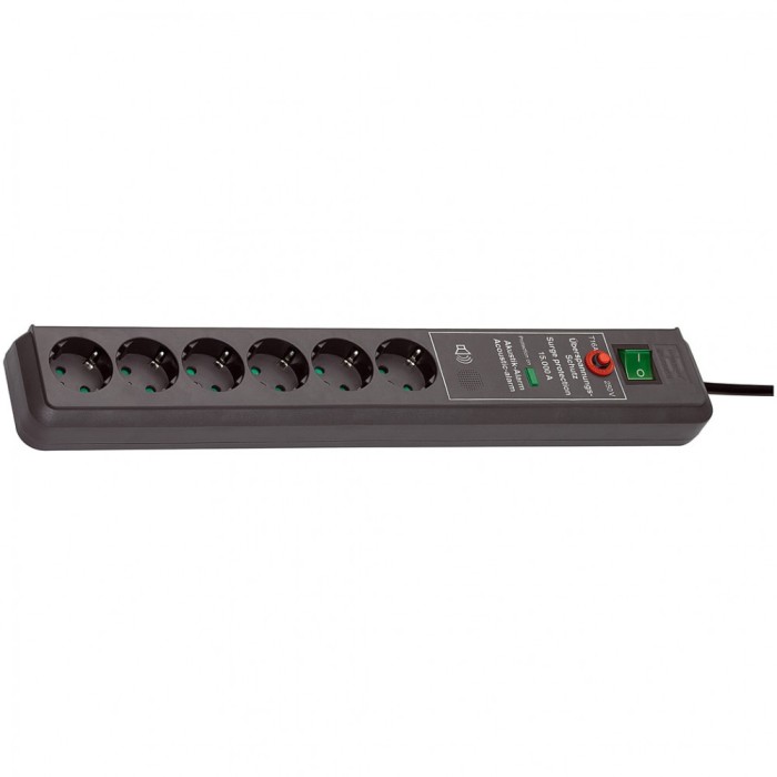 Prelungitor Brennenstuhl Secure-Tec 6 prize, Protectie supratensiune, Intrerupator, 3m