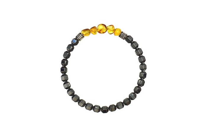 Bratara Power e-crystals margele multifatetate 6mm - Hematit si Chihlimbar Bratara Power e-crystals margele multifatetate 6mm - Hematit si Chihlimbar