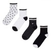 șosete Damă, Quart, Set 4 Perechi, Multicolor, Imprimeu Inimioare și Buline, Oem