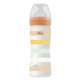 Biberon cu tetina din silicon WellBeing PP 2 luni+ Orange, 250ml, Chicco
