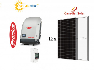 Kit sistem fotovoltaic 5 kW monofazat, invertor Fronius si 12 panouri Canadian Solar 430W foto