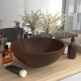 vidaXL Chiuvetă baie lux maro &icirc;nchis mat 32,5x14 cm ceramică rotund