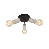 Plafoniera Modernă Klausen Simply PL3, 3xE27, Design Urban din Ciment și Metal, Negru Terazzo, Diametru 35 cm, &Icirc;nălțime 18 cm, Corp Iluminat LED