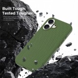 Husa compatibila cu iPhone 16, MagSafe, Design Woven, Soft Touch, Antisoc, Verde