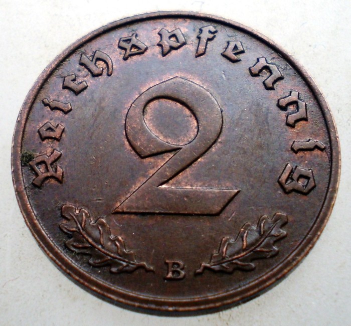 2.845 GERMANIA 2 REICHSPFENNIG 1938 B XF