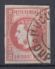 ROMANIA 1868 LP 24 REGELE CAROL I CU FAVORITI 18 BANI ROSU STAMPILAT BUCURESTI