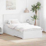 VidaXL Cadru de pat cu headboard Alb 90 x 200 cm Lemn compozit 3410940