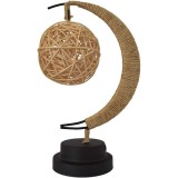 Lampa de veghe eMazing, forma semi-lună din rattan cu LED, 28x15 cm, lumina albă caldă