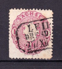 ✅ (S45) Germania veche - Saxonia 1863 " Stema " 1 Ngr , Michel nr.16 , stampilat