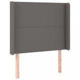 Cumpara ieftin Tablie de pat cu aripioare, gri , 93x16x118/128 cm, piele eco