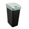 Cos gunoi 25L Plastor Trading, plastic, negru si verde fistic, batant, dreptunghiular, interior, 47.5 cm inaltime