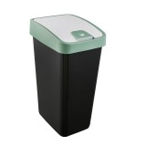 Cos gunoi 25L Plastor Trading, plastic, negru/verde fistic, batant, dreptunghiular, interior, 47.5cm inaltime